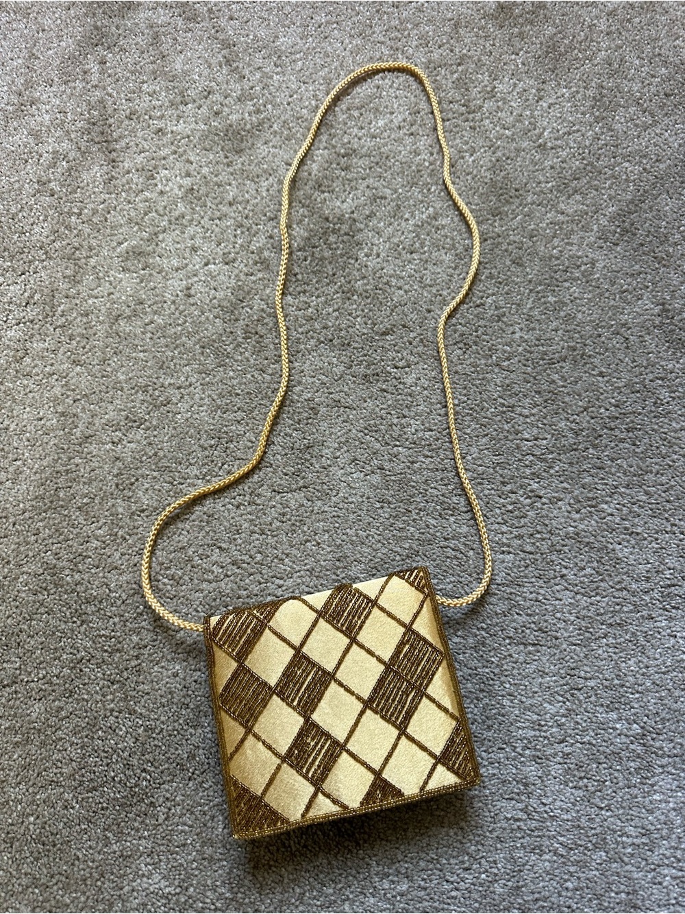 Bijoux Terner Retro Vintage Gold Beaded Evening Crossbody Bag